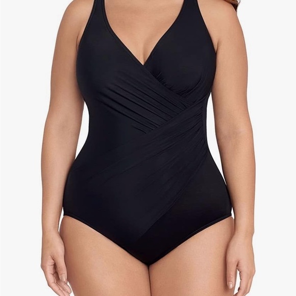 Miraclesuit Black One-Piece Swimsuit Oceanus 24W NWT - Picture 1 of 12